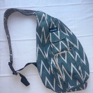 Kavu Rope Sling Bag Water Resistant Teal Aztec Print Outdoors Travel Lightweight